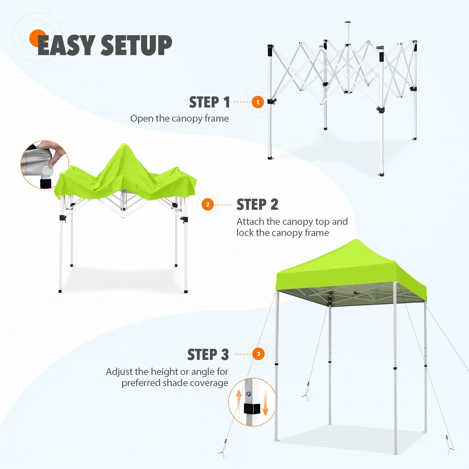 EAGLE PEAK 5x5 Pop up Canopy Tent Instant Outdoor Canopy Easy Set - up Straight Leg Folding Shelter（blue）
