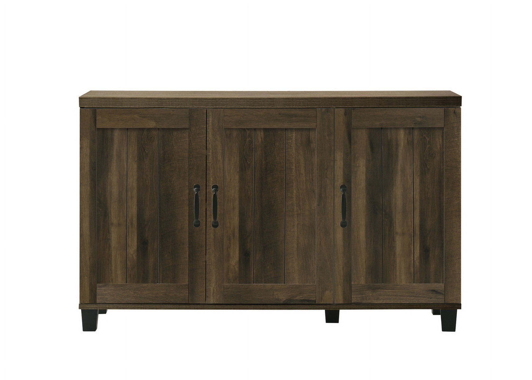 Qumbnk Wood Shoes Storage Cabinet with Handle, 3 Door Accent Cabinet for Living Room, Bedroom, Dark Brown - Image 3