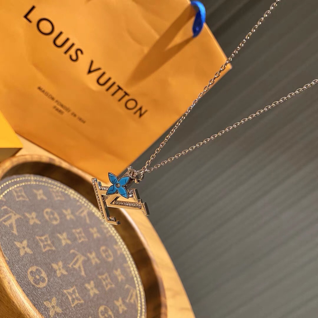 Louis Vuitton Diamond Paved LV Monogram Necklace - Original Replica Club