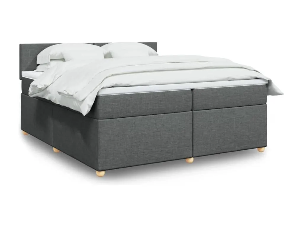 Cama box spring con colchón tela gris oscuro 200x200 cm xep3522100