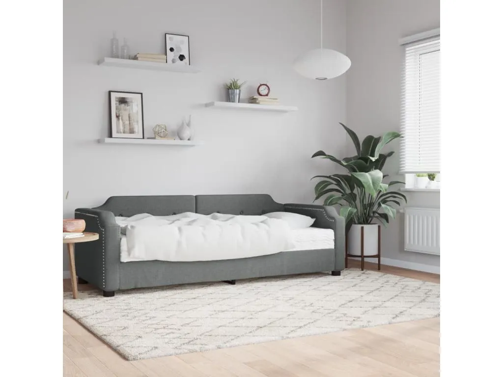 Sofá cama con colchón gris oscuro tejido 80x200 cm JZLF76773