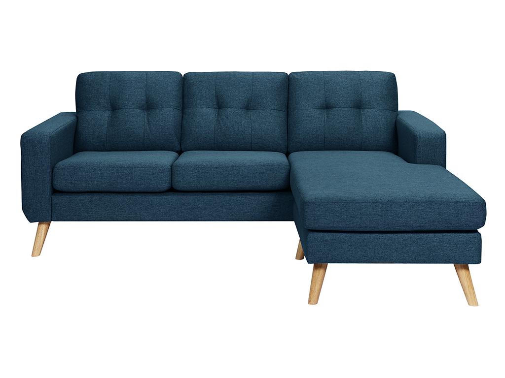 Sofá rinconera reversible de tela BARTOLOME - Azul oscuro