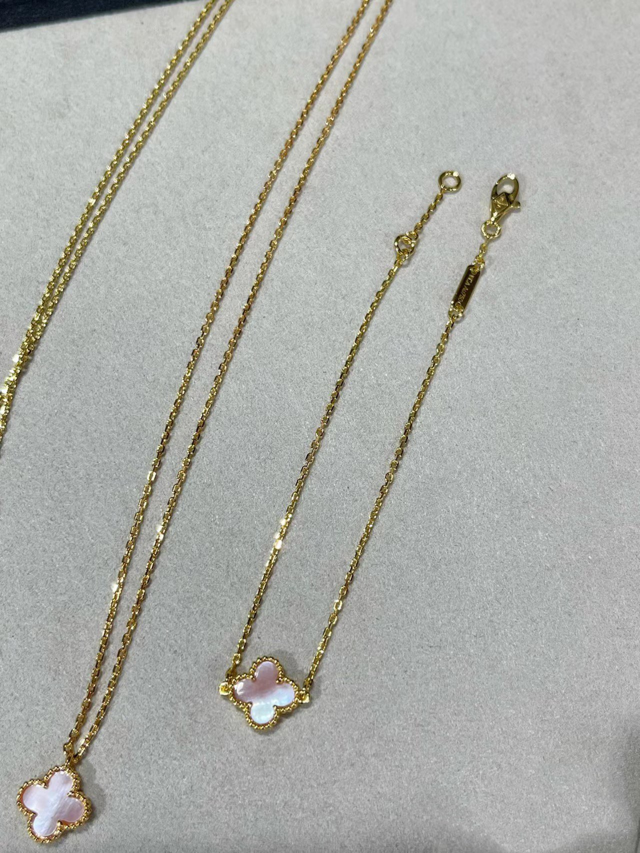 VCA Pink Clover Sweet Alhambra Pendant Necklace Earrings Bracelet - Original Replica Club