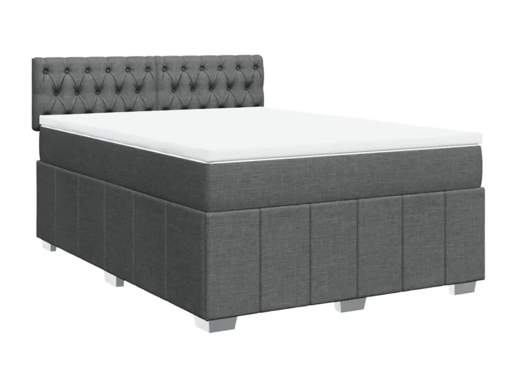 Cama box spring con colchón tela gris oscuro 160x200 cm bqr3521643