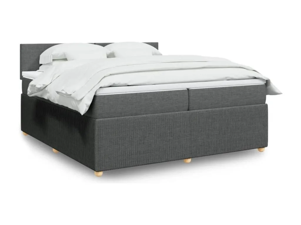 Cama box spring con colchón tela gris oscuro 200x200 cm szs3522376