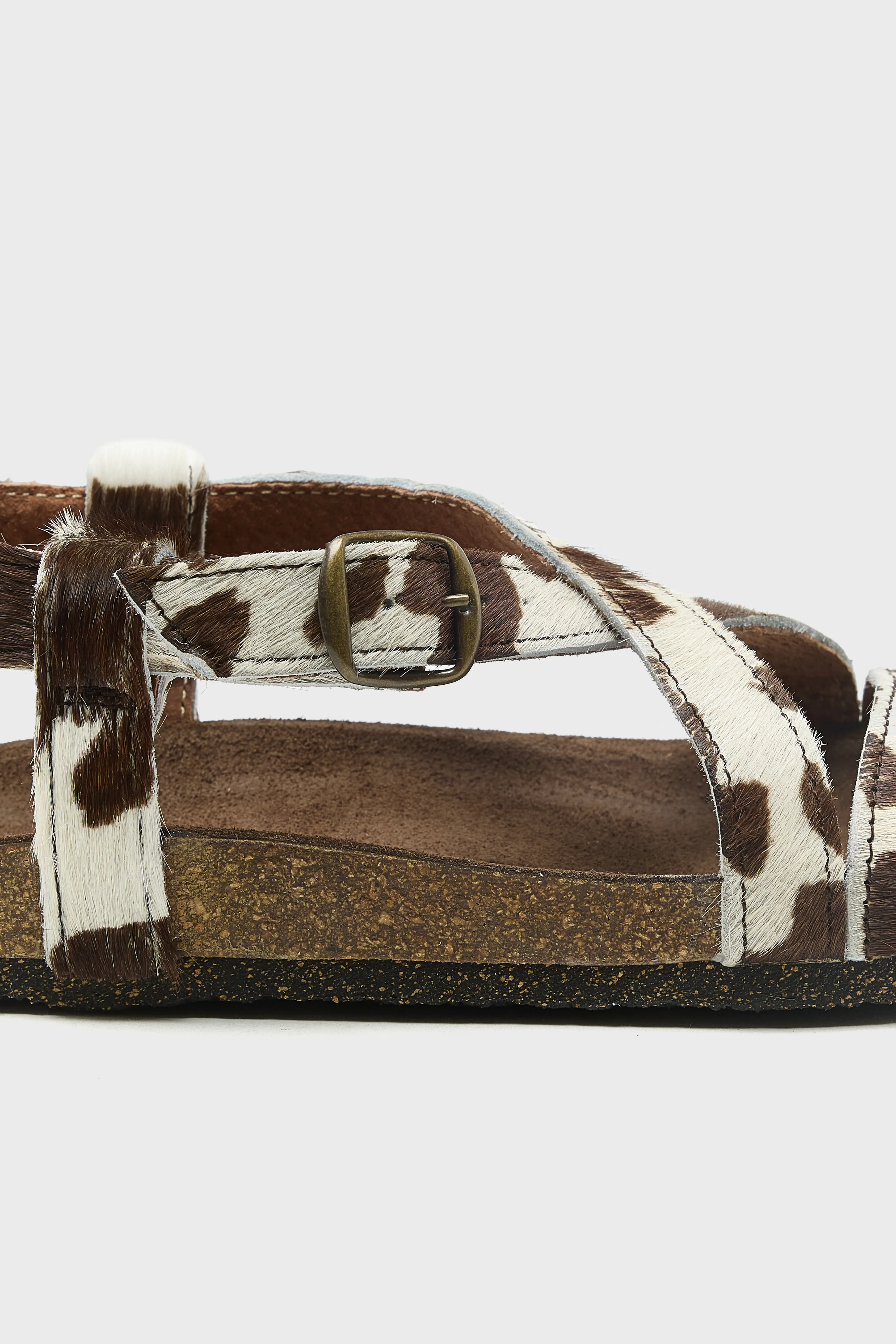Bellerose Cowprint Ponyhair Cross Strap Sandals  (261 / W / WHITE)