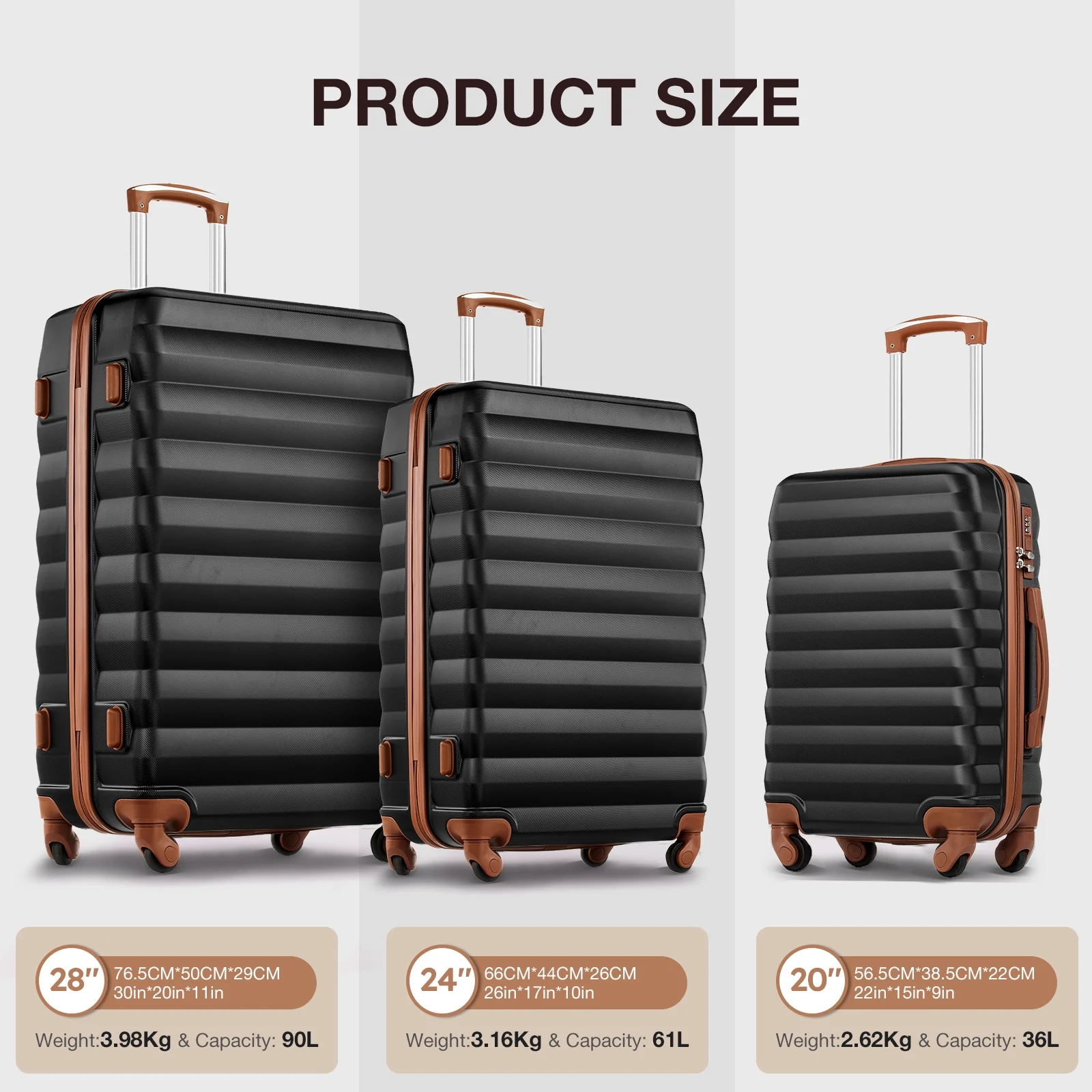 9 Piece Luggage Sets, Hard 20 24 28 inch Luggage with 6 Pieces Organize Bags Travel Suitcases Sets with Wheels, Rose - Image 22