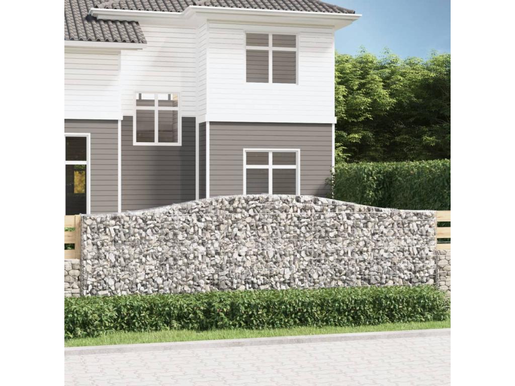 Cestas de gaviones arqueadas 8 piezas 400x30x120/140 cm Hierro galvanizado