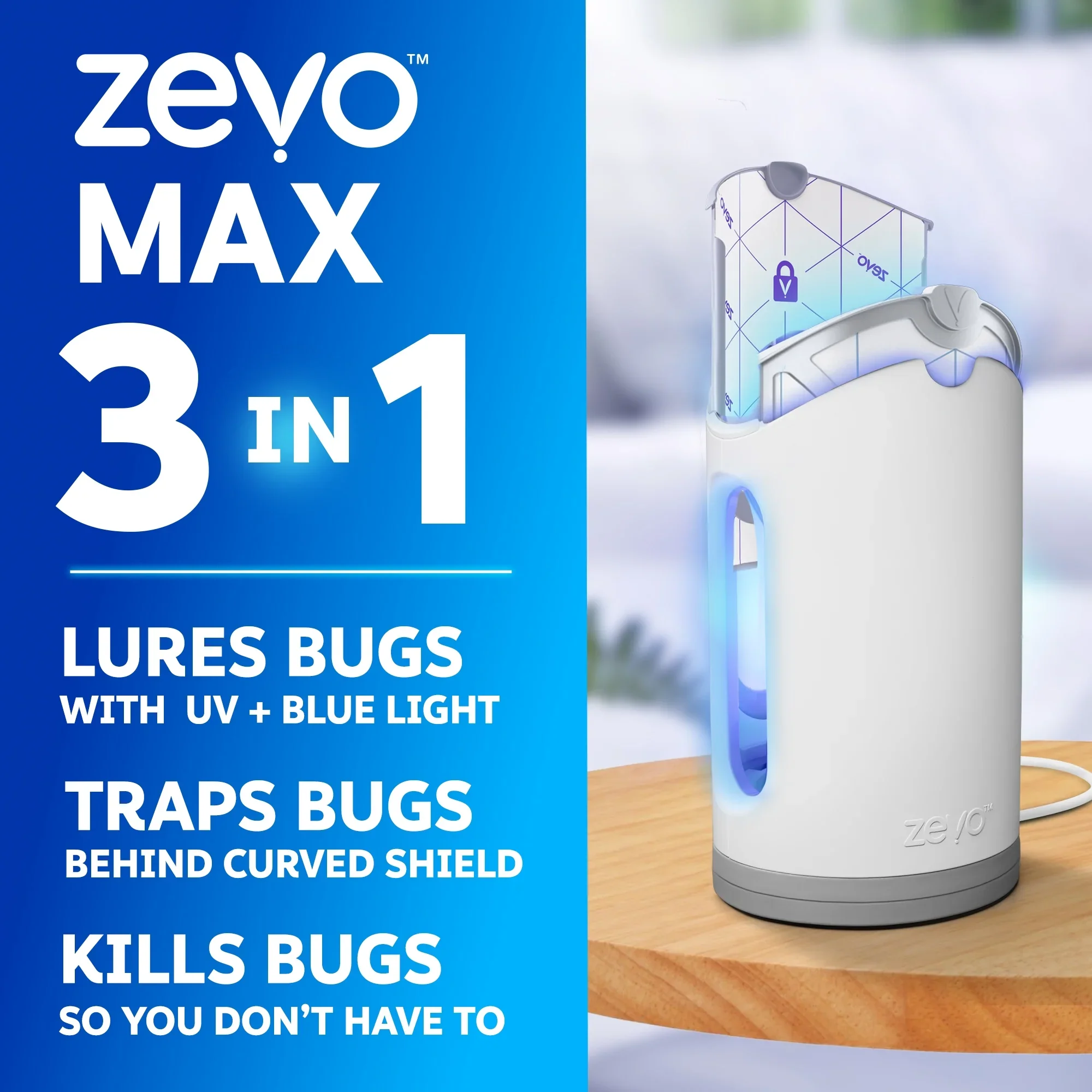 (4 pack) Zevo Max Flying Insect Trap - 1 Plug in Base & 2 Refill Cartridges
