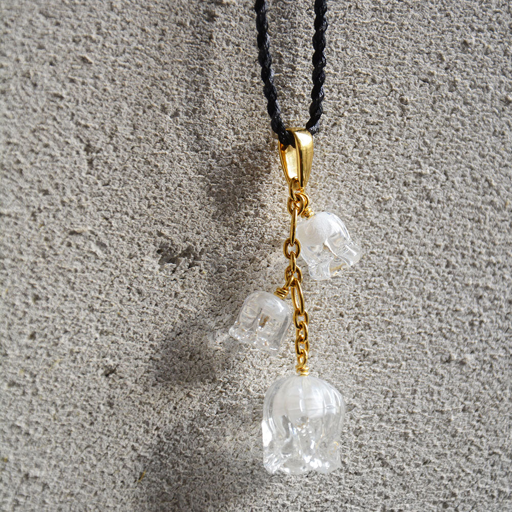 PENDENTIF MUGUET 3 CRISTAUX - CRISTAL INCOLORE, PLAQUÉ OR JAUNE 18 CARATS