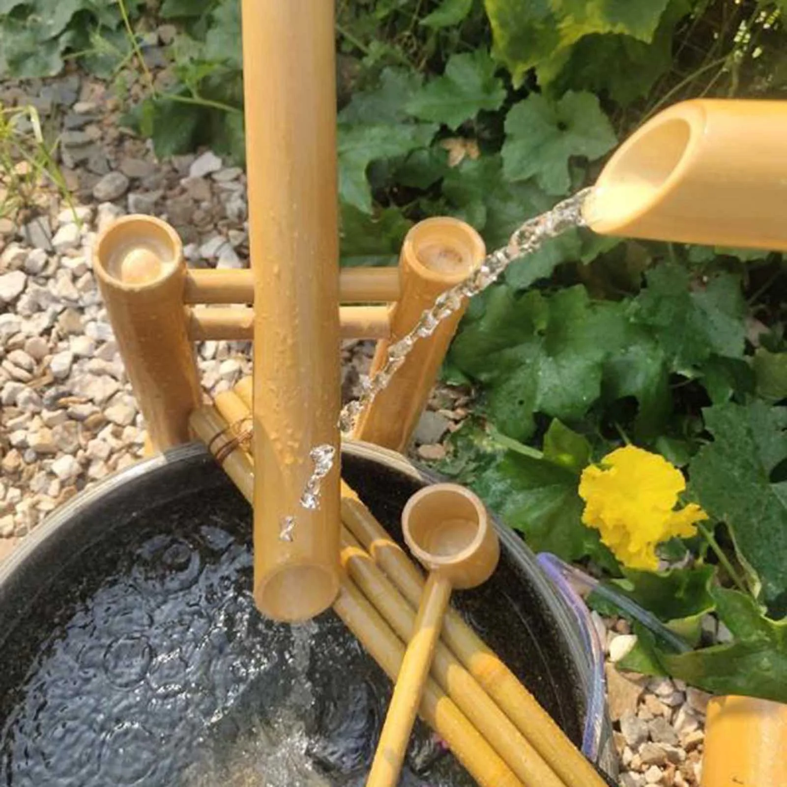 Swing Fountain For Outdoors, Zen Garden Water Fountain Bamboo, With Pump, DIY Zen Fountain, Bamboo Water Feature Zen Fountain Set - Image 2