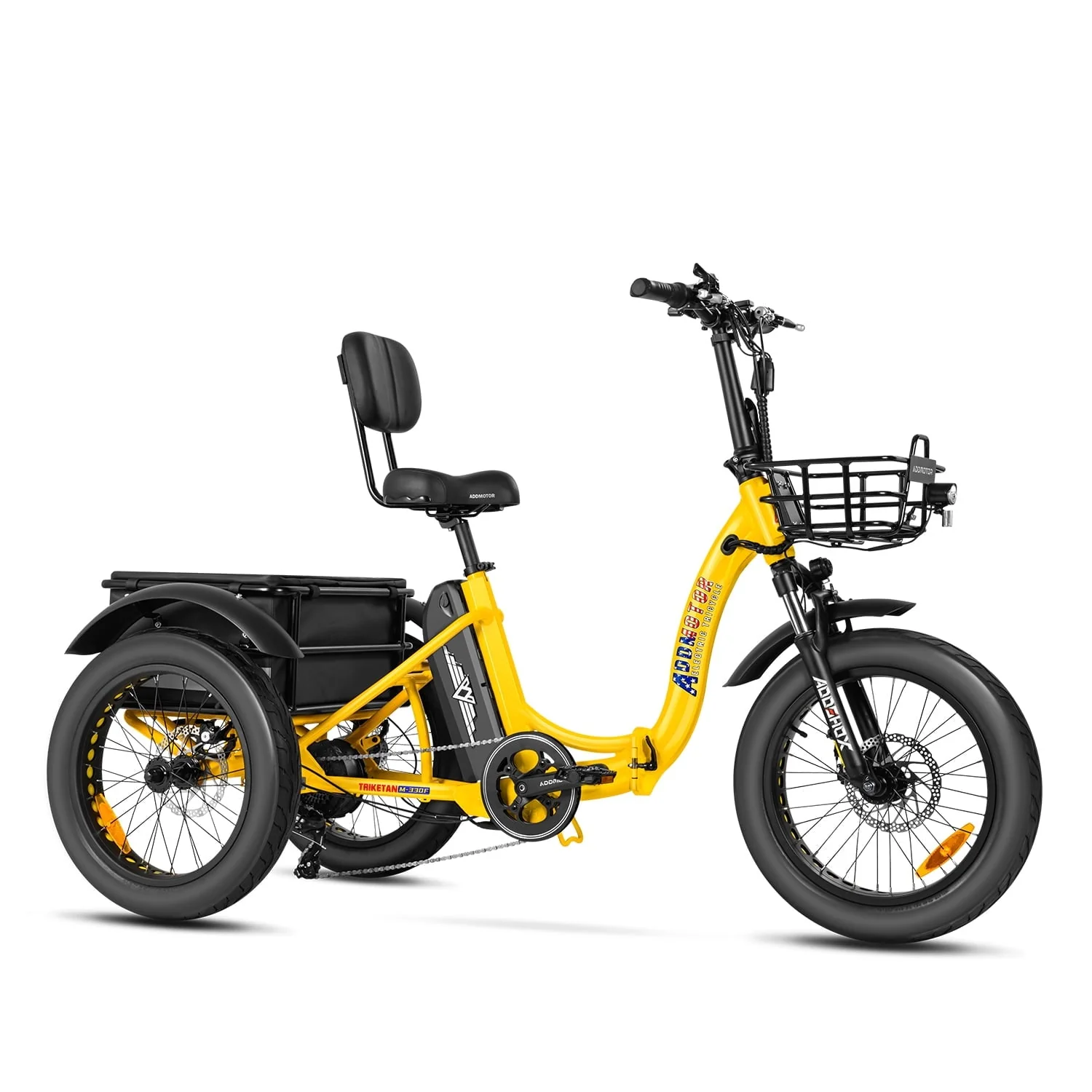 Addmotor Electric Trike, 750W Foldable Electric Tricycle, Folding Electric Trike for Adults,48V 20Ah Removable Battery,20" Fat Tire Electric Trikes with Rear Speed Differential,M-330F Yellow - Image 12