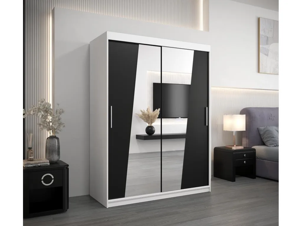 Armario Rhomb de puertas correderas 200/150/62 2 puertas (blanco/negro)