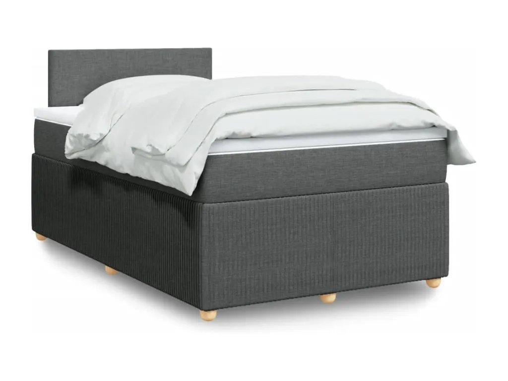 Cama box spring con colchón tela gris oscuro 120x200 cm hed3522144