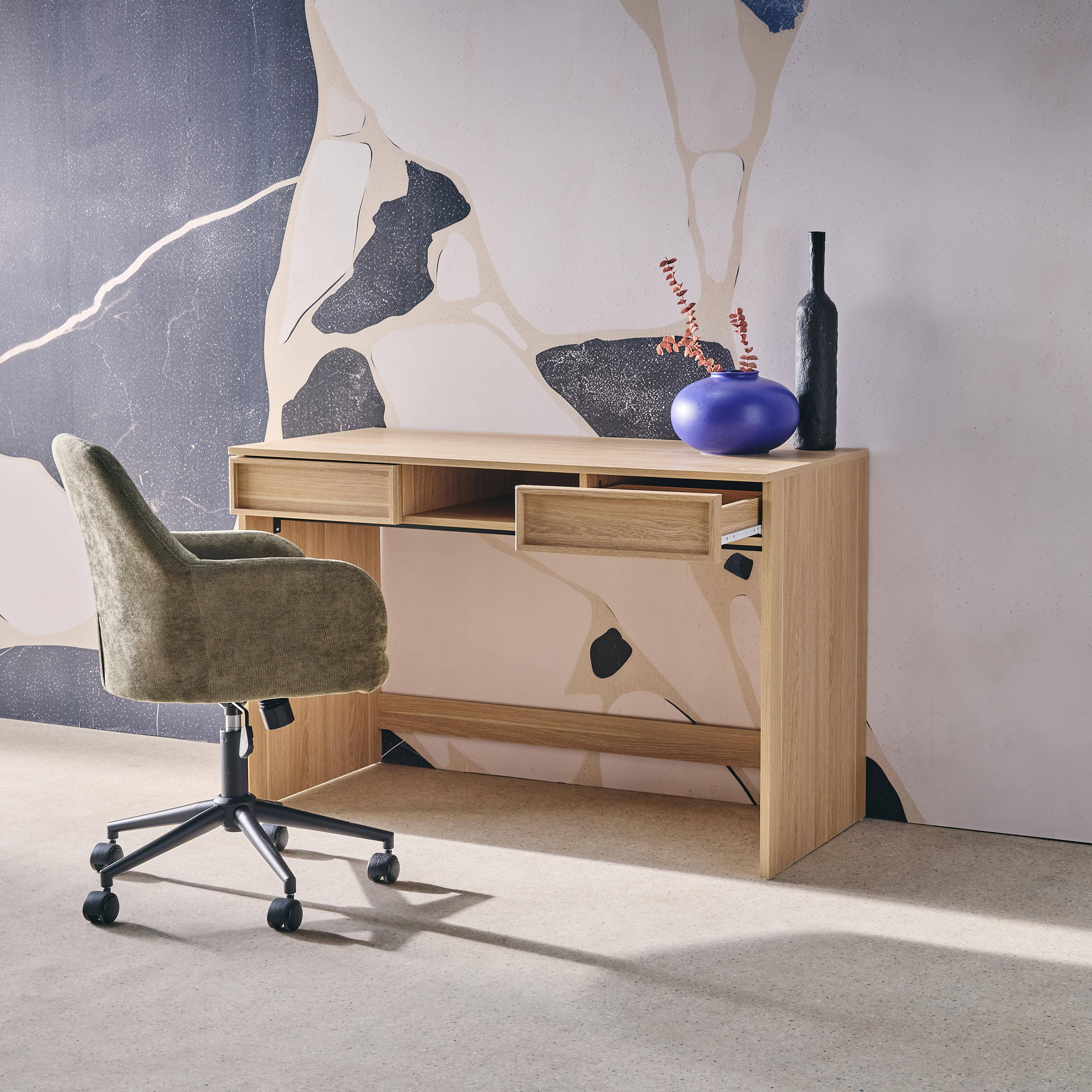 Kuba - Escritorio efecto madera con 2 cajones, 120cm