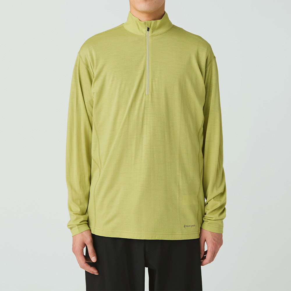 Snow Peak - Pull Demi-zip Laine - Vert Clair