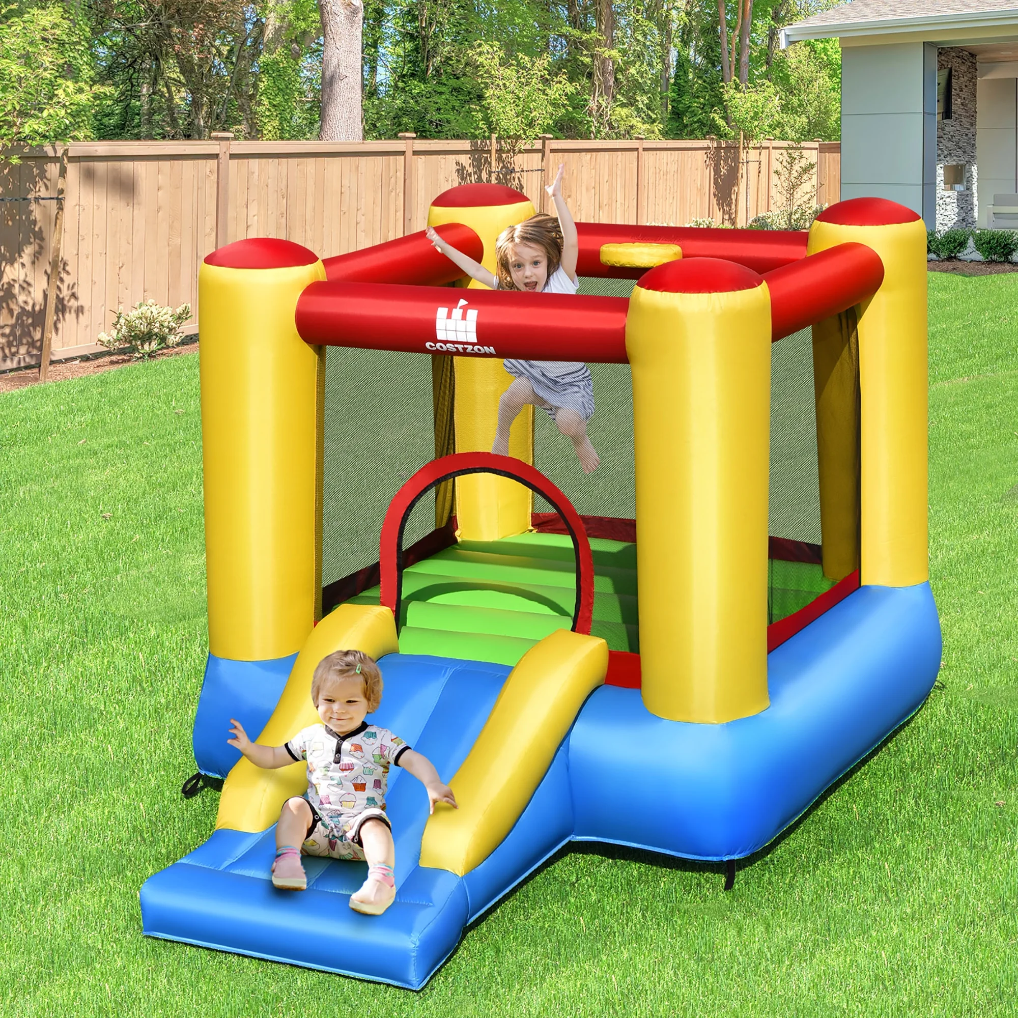 Costway Inflatable Bouncer Kids Bounce House Jumping Castle Slide with 480W Blower - Image 11