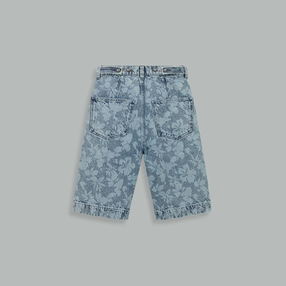 Caleb - Short Moon Hibiscus - Bleu Denim