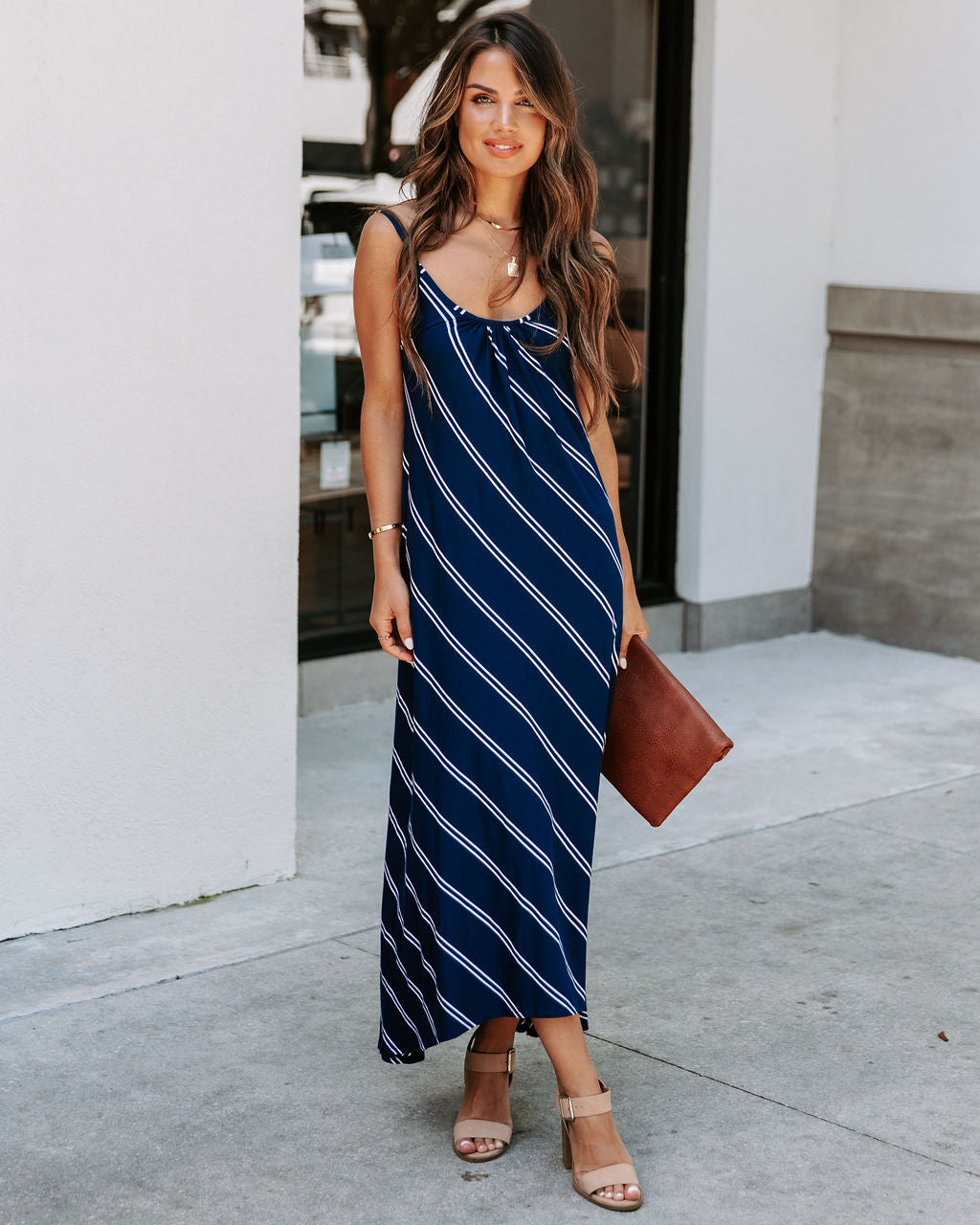 Powell Striped Adjustable Maxi Dress - Navy - FINAL SALE - Se7enfashion