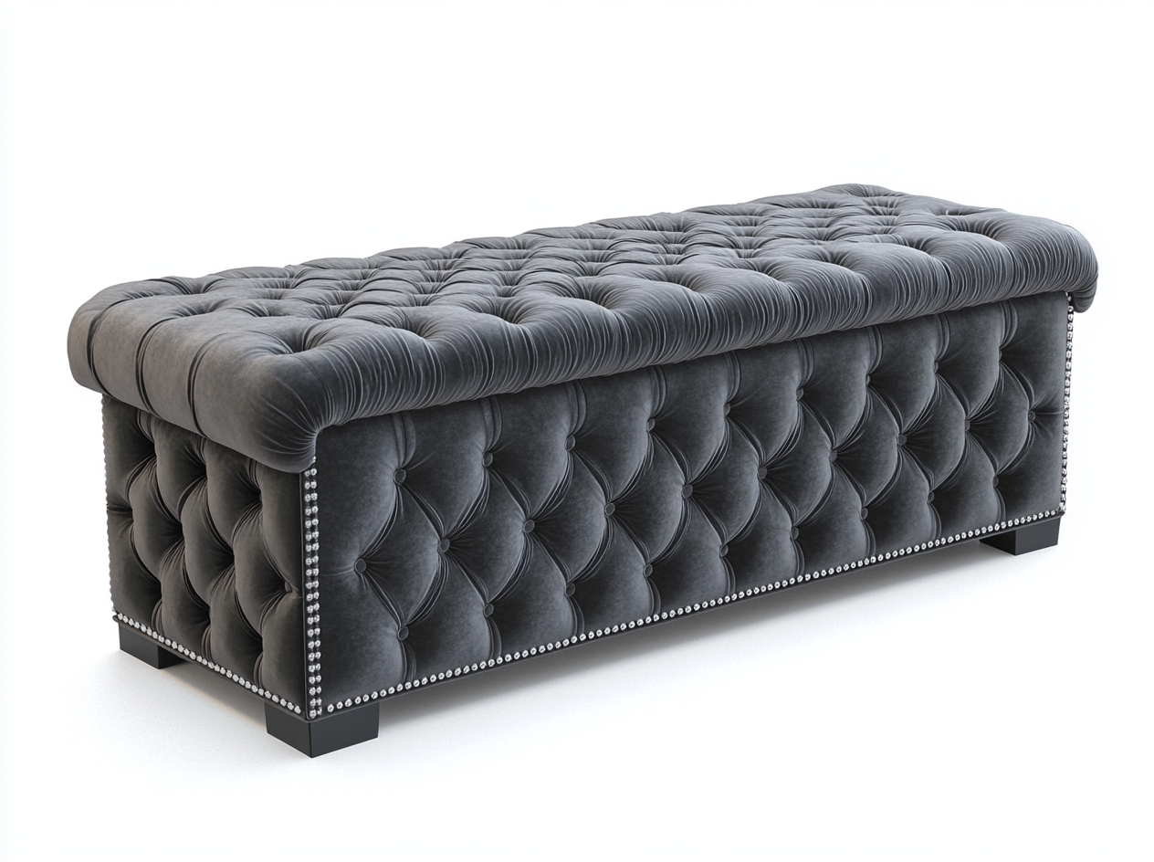 Banco capitoné elegante para dormitorio o salón con tachuelas decorativas