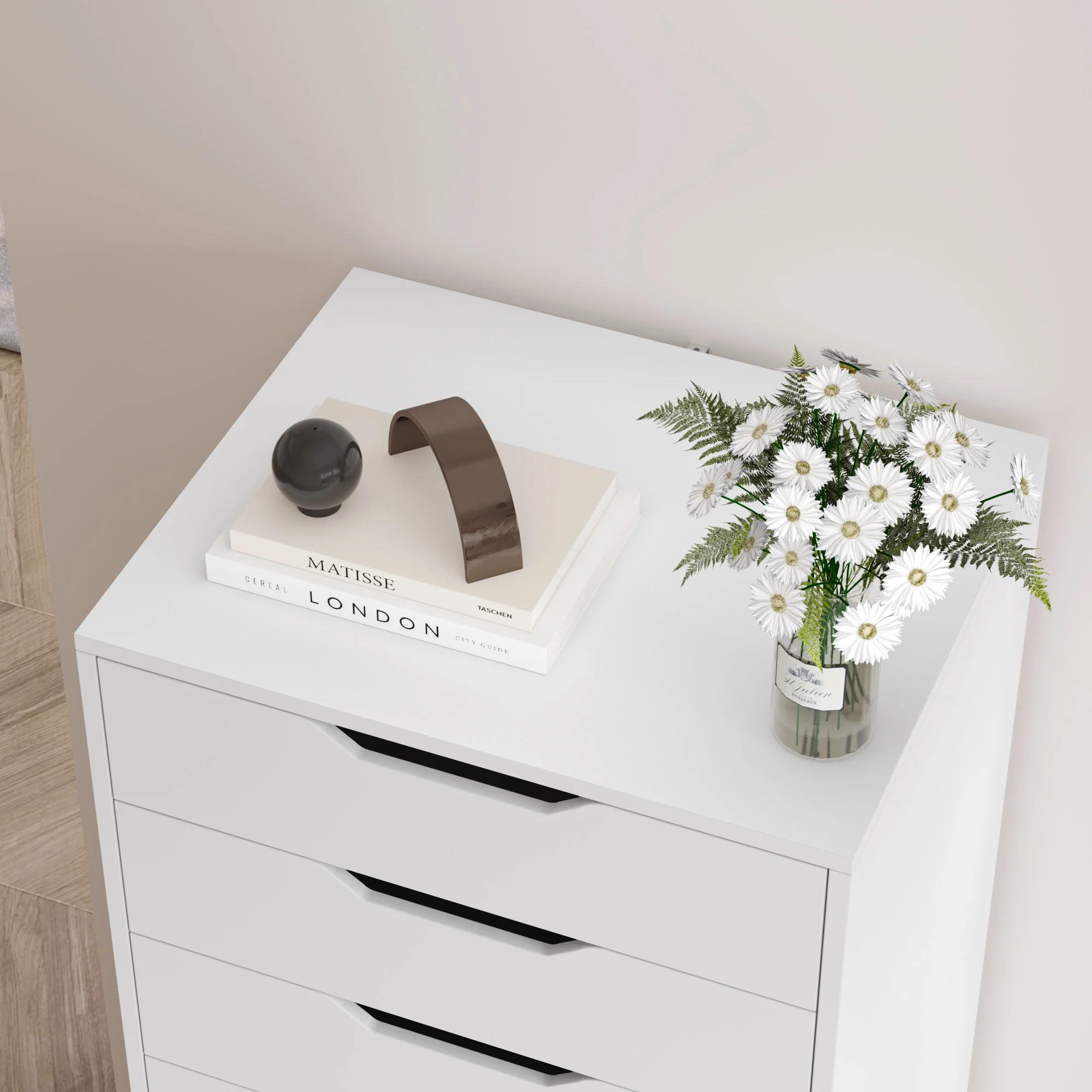 Homfa Vertical 8 Drawer Dresser, 44.5-H Modern Drawers Dresser for Bedroom Living Room, White - Image 2