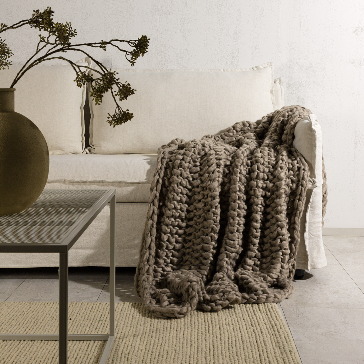 Nest living Verena Gebreide Plaid Bruin - 170 x 130 cm