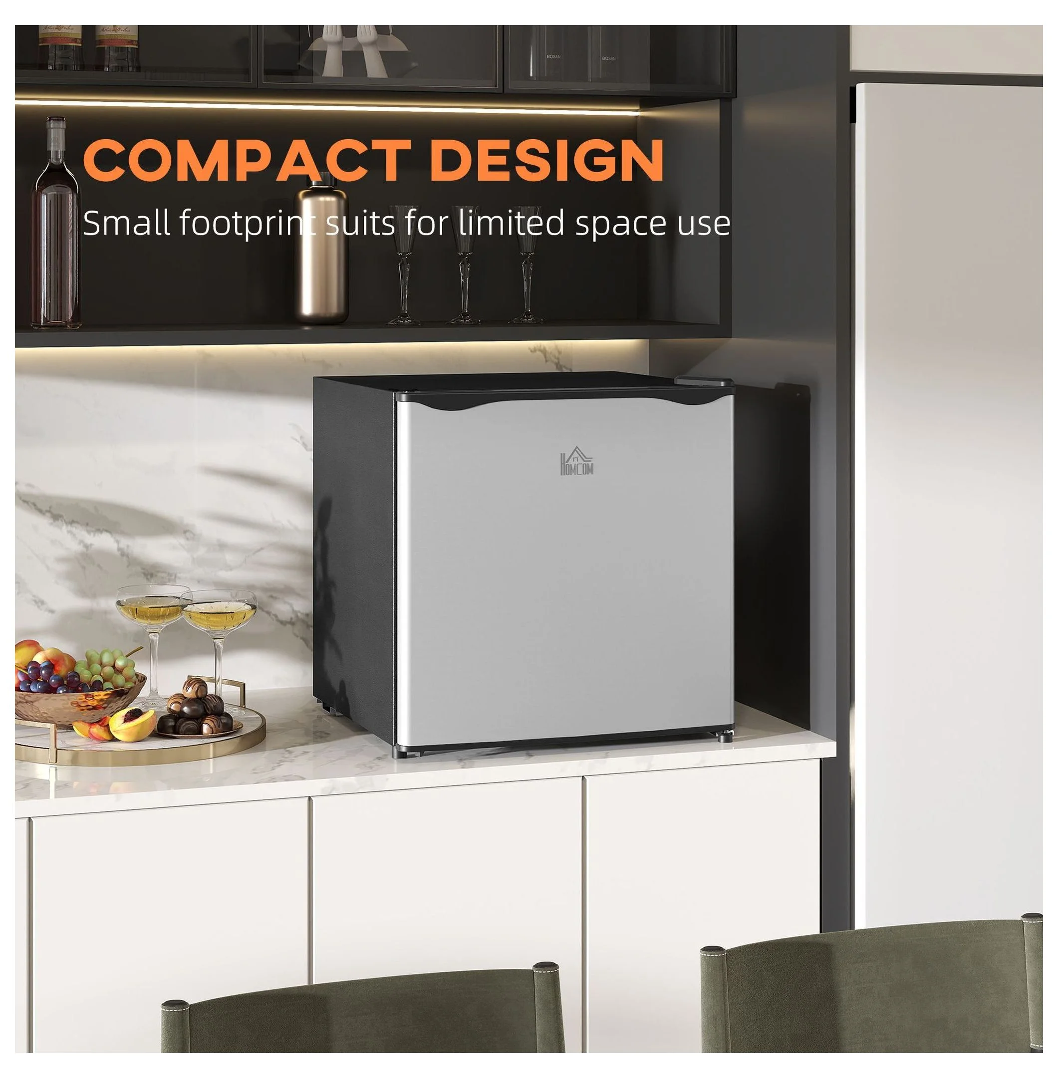 Mini Upright Freezer 1.1 Cu.Ft - Compact Silver Freezer, Removable Shelves, Low Noise, Adjustable Temperature - Ideal for Apartments, Dorms, Offices - Image 5