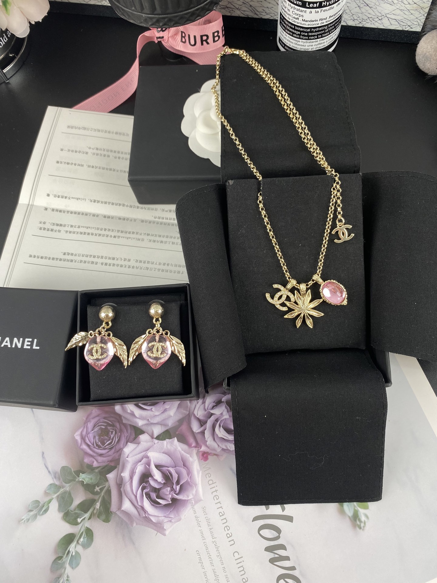 Chanel Pink Diamond Sunflower CC Pendant Necklace - Original Replica Club