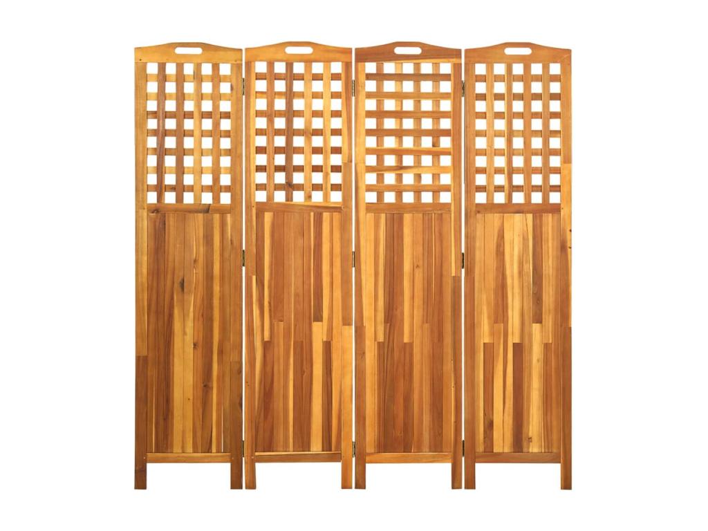 Biombo de 4 paneles madera maciza de acacia 121x2x120 cm