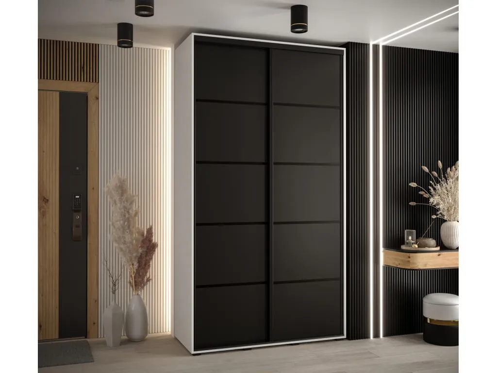 ARMARIO Jmmhogar 4 DE PUERTAS CORREDERAS 235.2/140/45 2 puertas (Blanco/Negro/Negro)