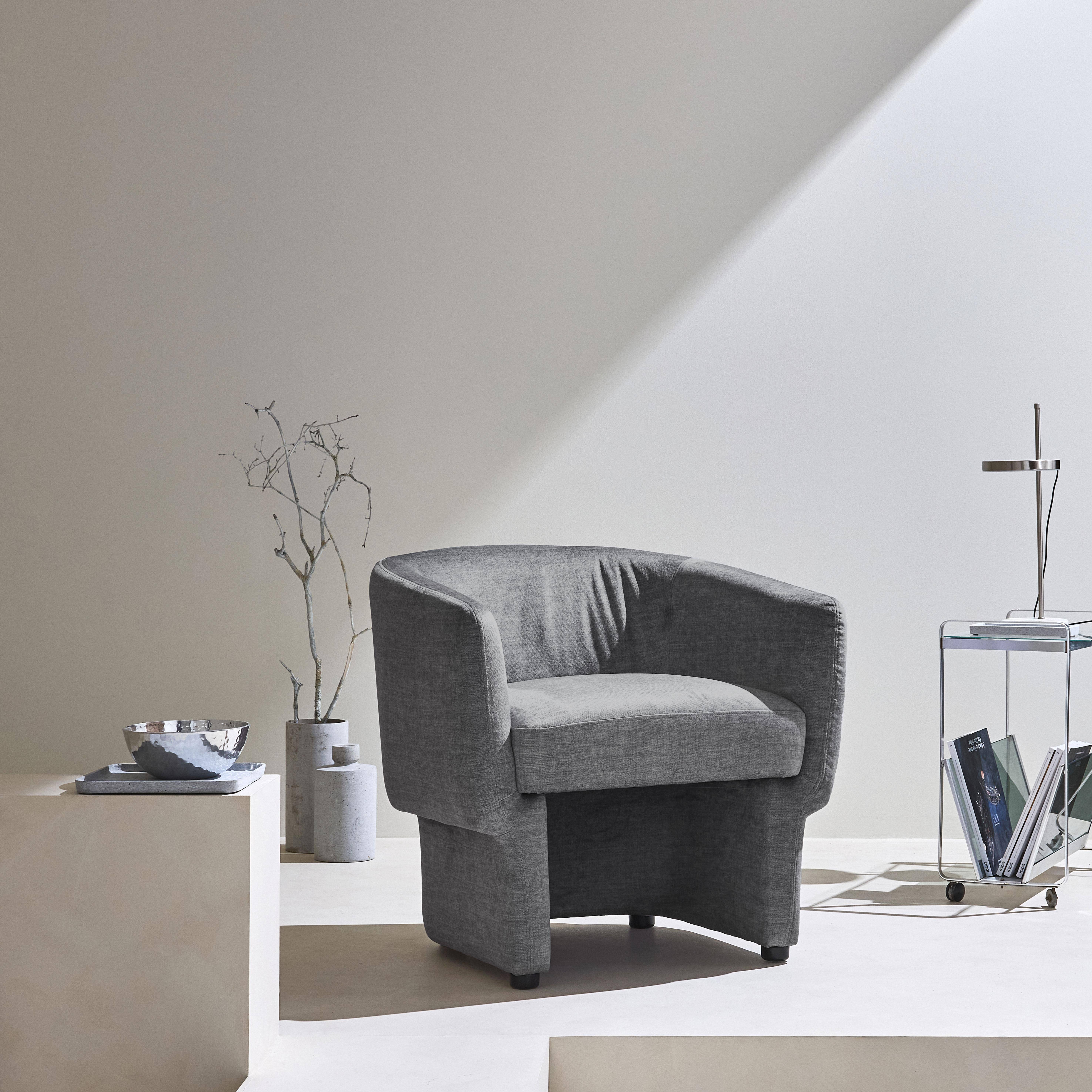 Dolce - Sillón de tela con respaldo y base redondeada