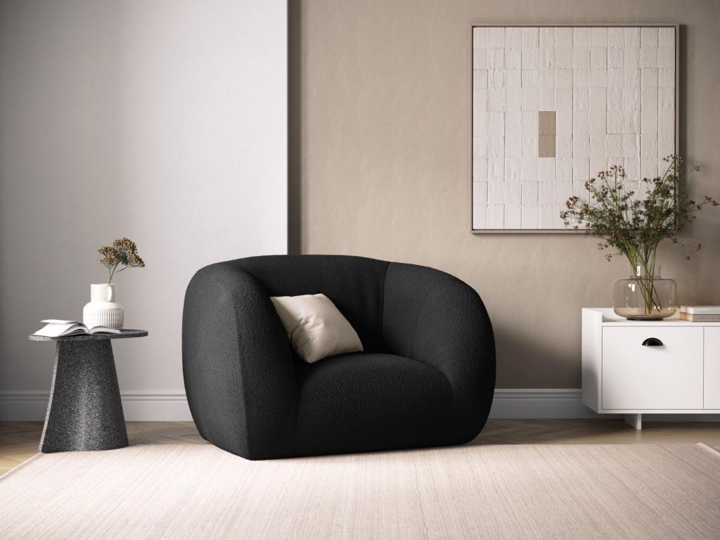 Sillón Luzssnh de tejido bouclé negro - 130x95x86cm