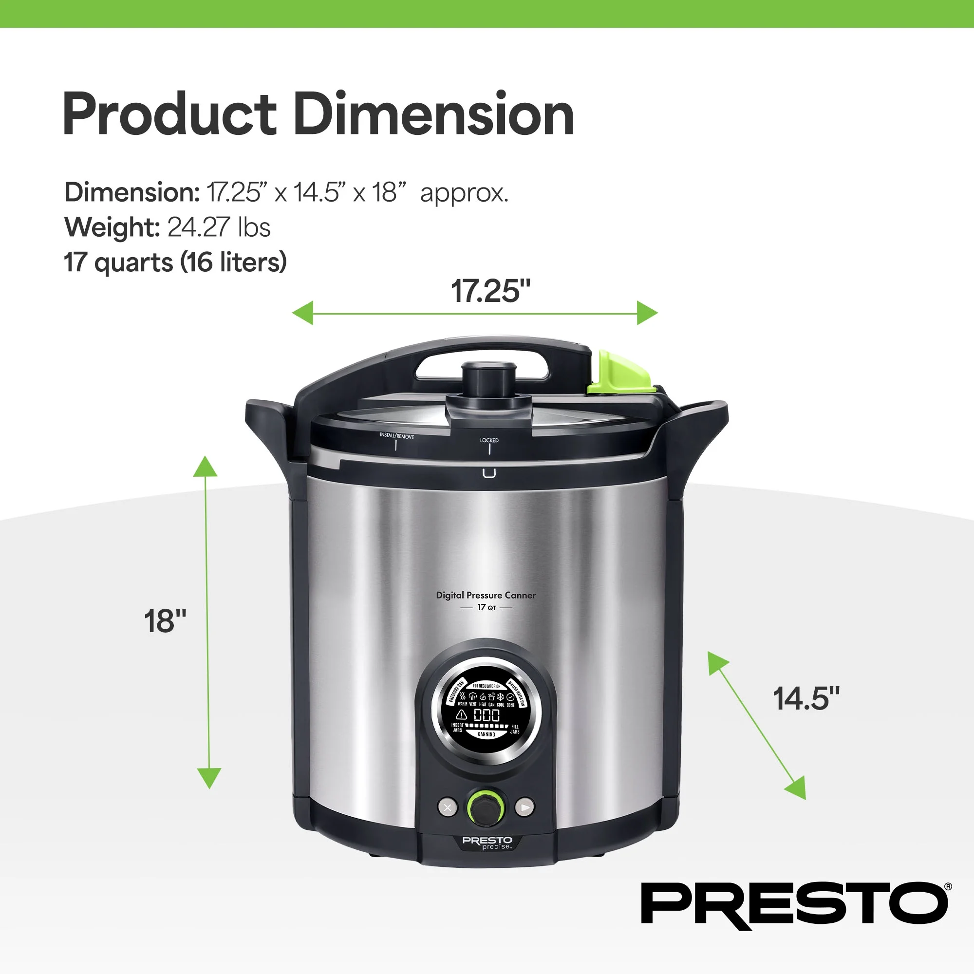 Presto Precise 02152 17 Qt Stainless Steel Electric Pressure Canner, Silver - Image 5