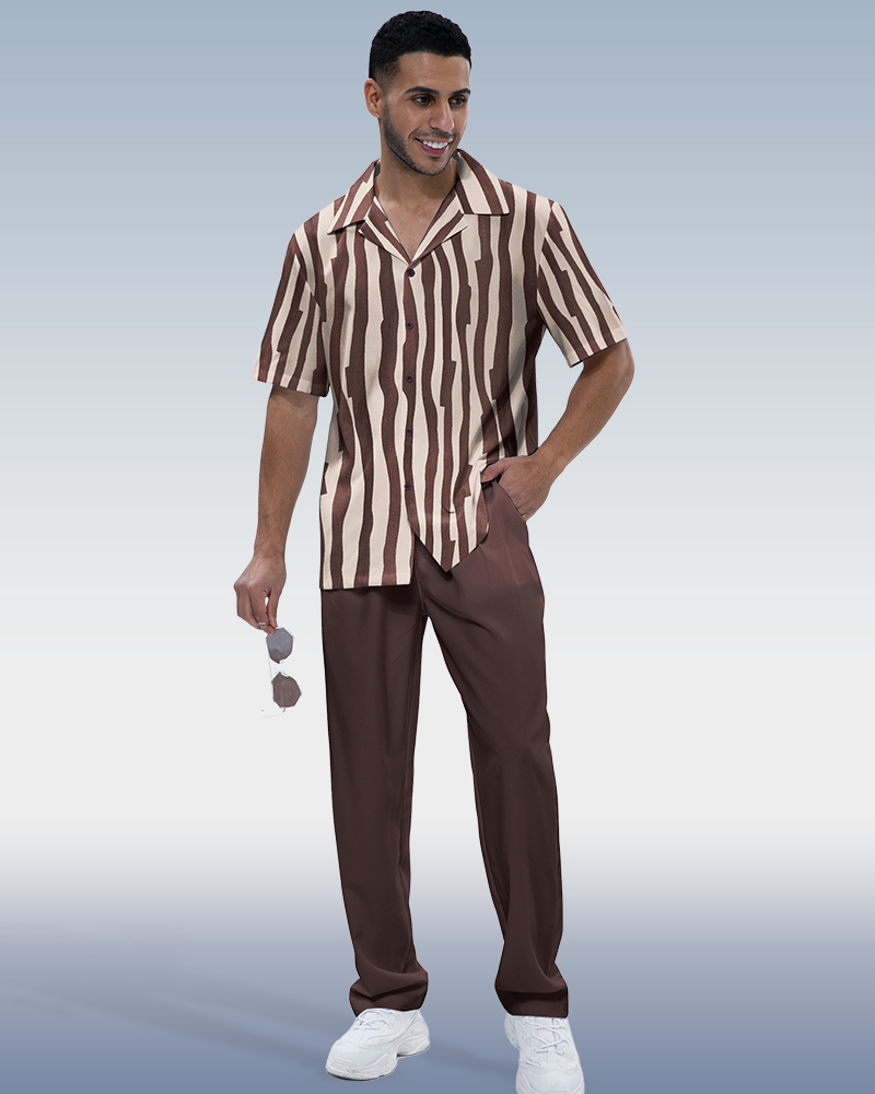 Fission Two-Piece Short Sleeve Printed Walking Suit