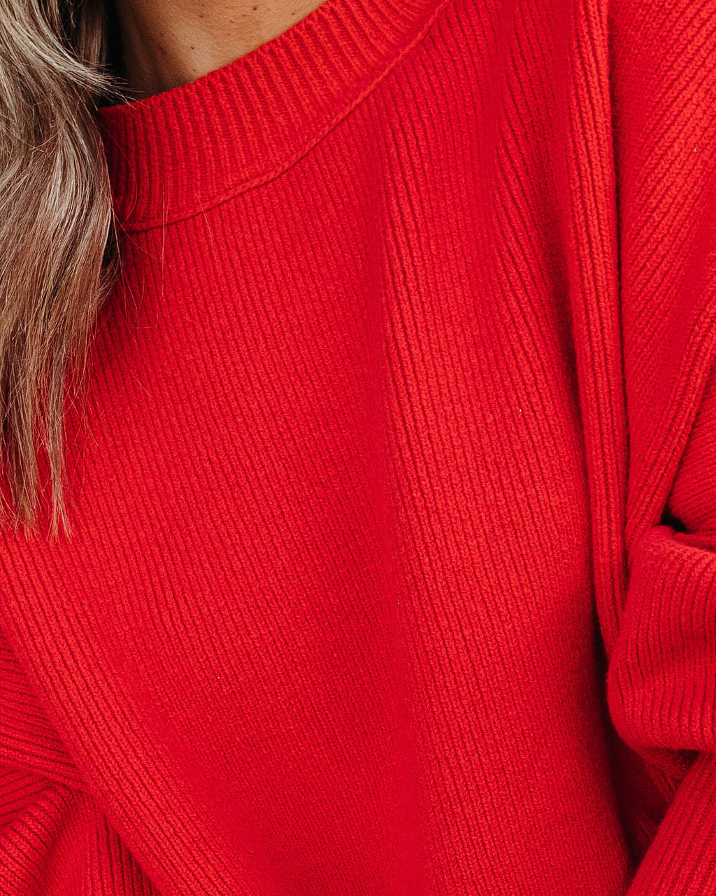 Elouise Knit Oversized Pullover Sweater - Red - Se7enfashion