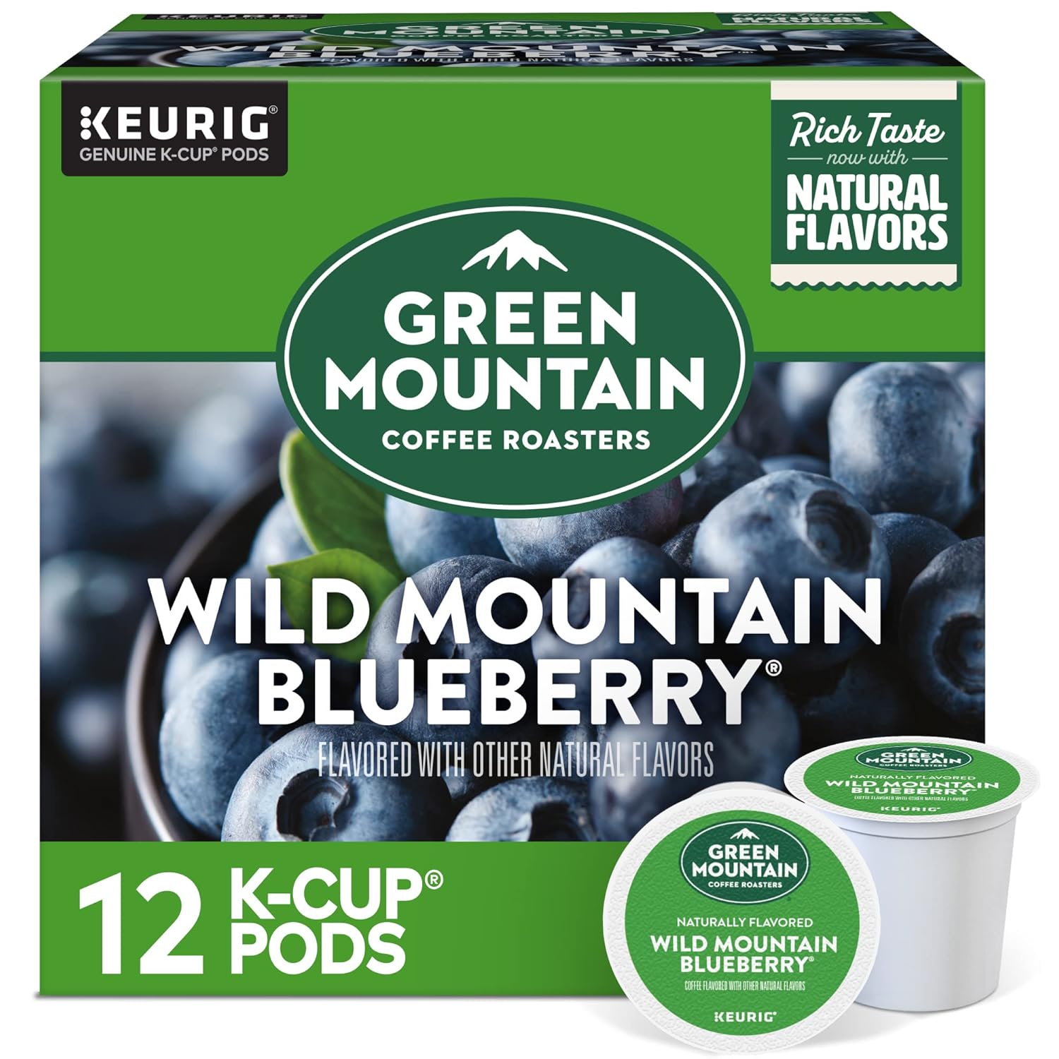 Green Mountain Coffee Roasters Wild Mountain Blueberry Keurig Single-Serve K-Cup pods. Light Roast Coffee. 72 Count