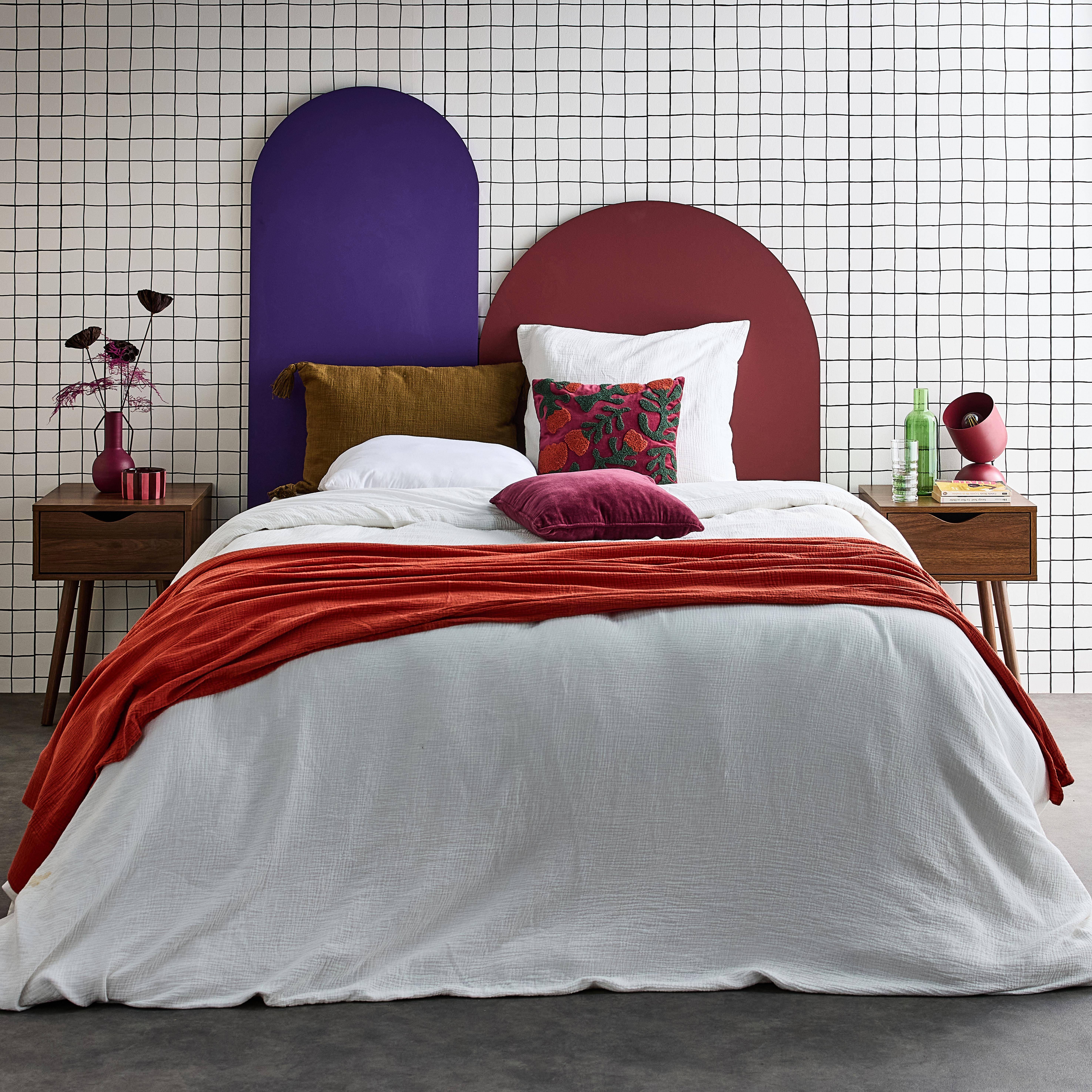 Nepal - Mesita de noche de madera teñida nogal, 1 cajón, set de 2