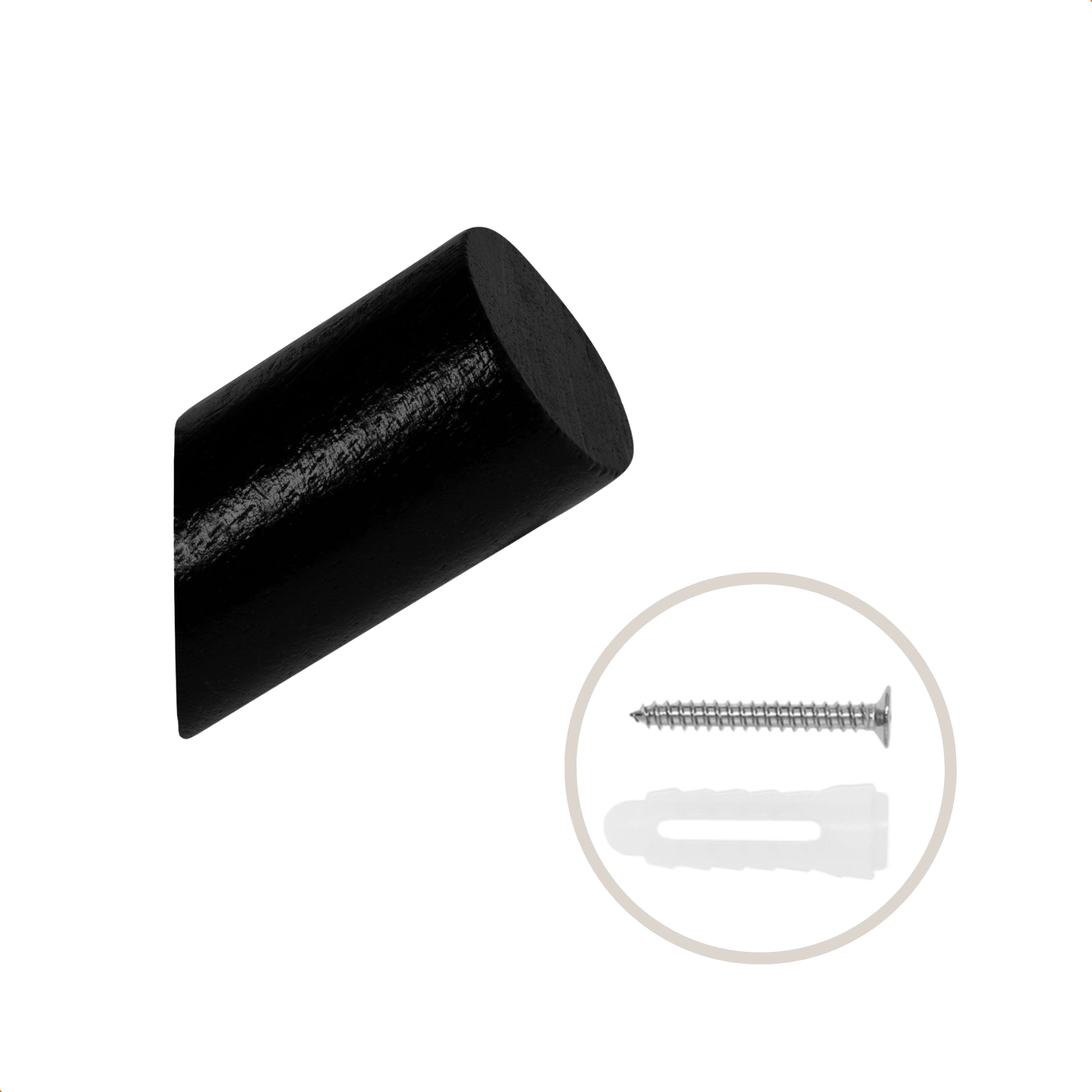 QUVIO Houten wand haakje - Zwart - S - Set van 2