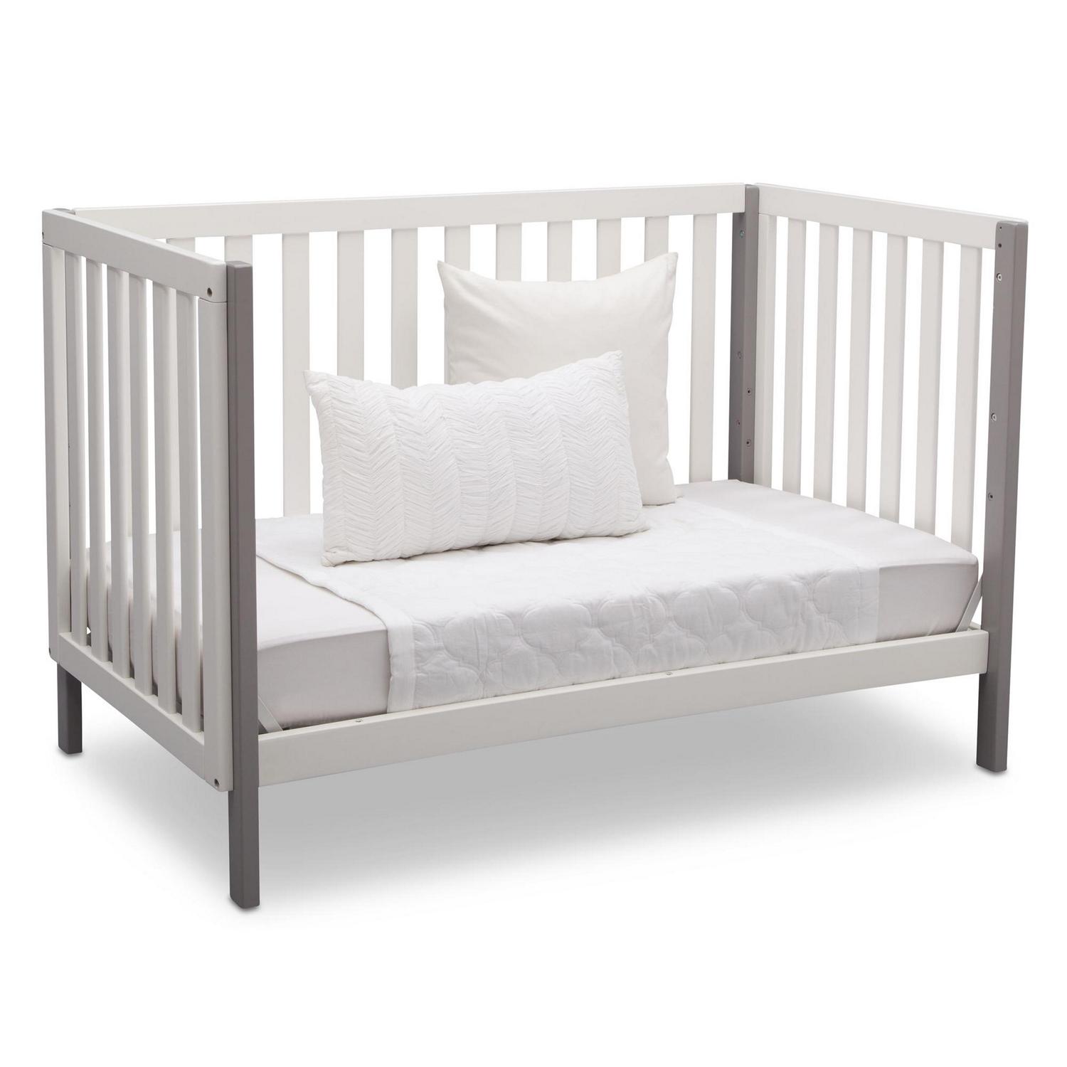 Delta Children Milo 3-in-1 Convertible Crib. Greenguard Gold Certified. Bianca White/Grey - Image 10