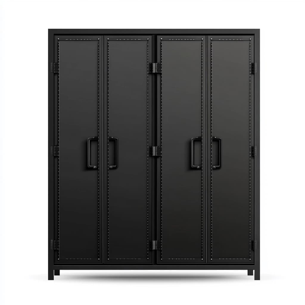 Armario Metálico Industrial para Almacenamiento en Oficina Negro Acero con Puertas Grandes 180x160x45 cm Armario de Almacenaje