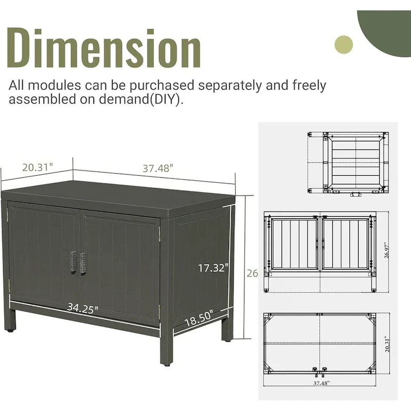 Freestanding Outdoor Kitchen Island with Storage and Prep Table - Grill Storage Cabinet