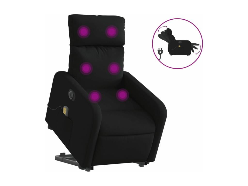 Sillón de masaje eléctrico reclinable elevable tela negro