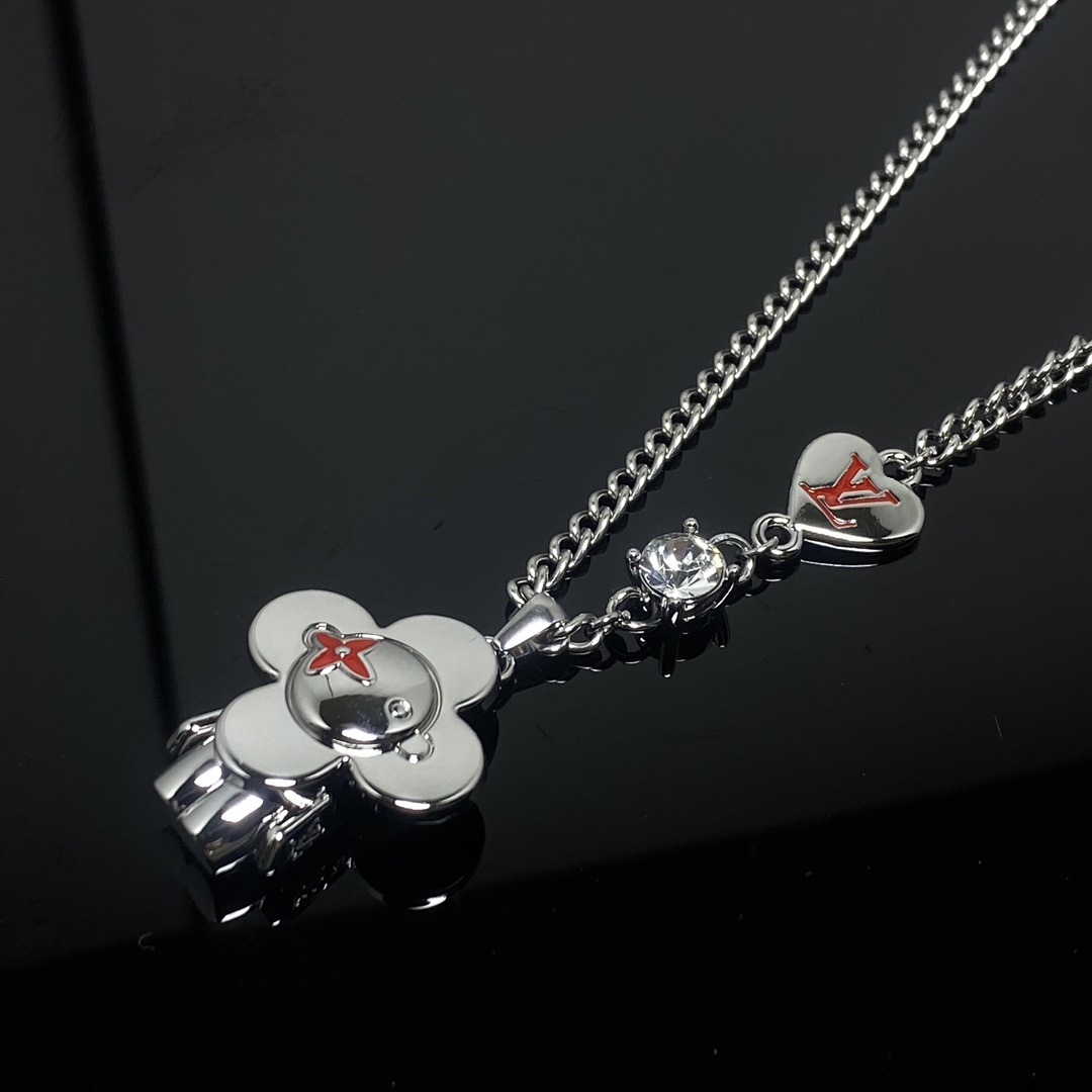 Louis Vuitton Silver Vivienne Pendant Necklace - Original Replica Club