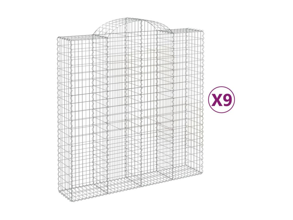 Cestas de gaviones arqueadas 9 piezas 200x50x200/220 cm Hierro galvanizado