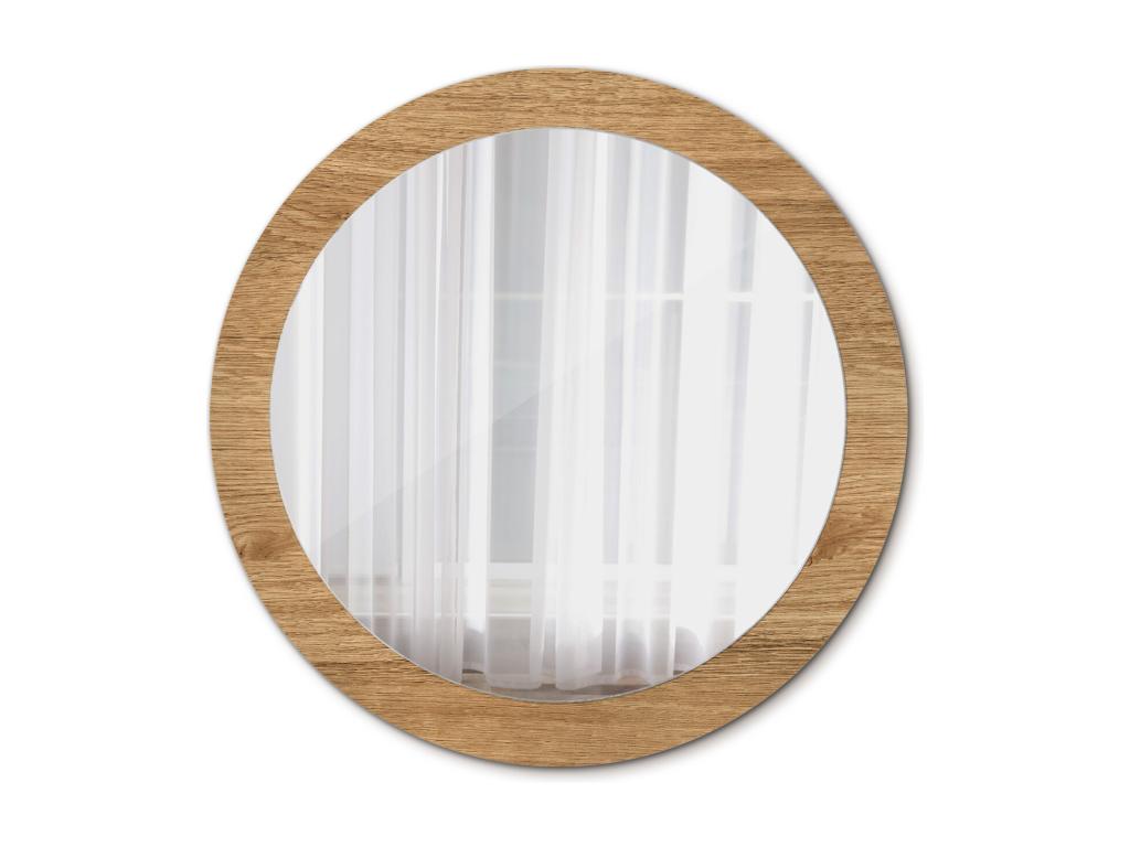 Espejo redondo decorativo - Estructura de madera - 80 cm