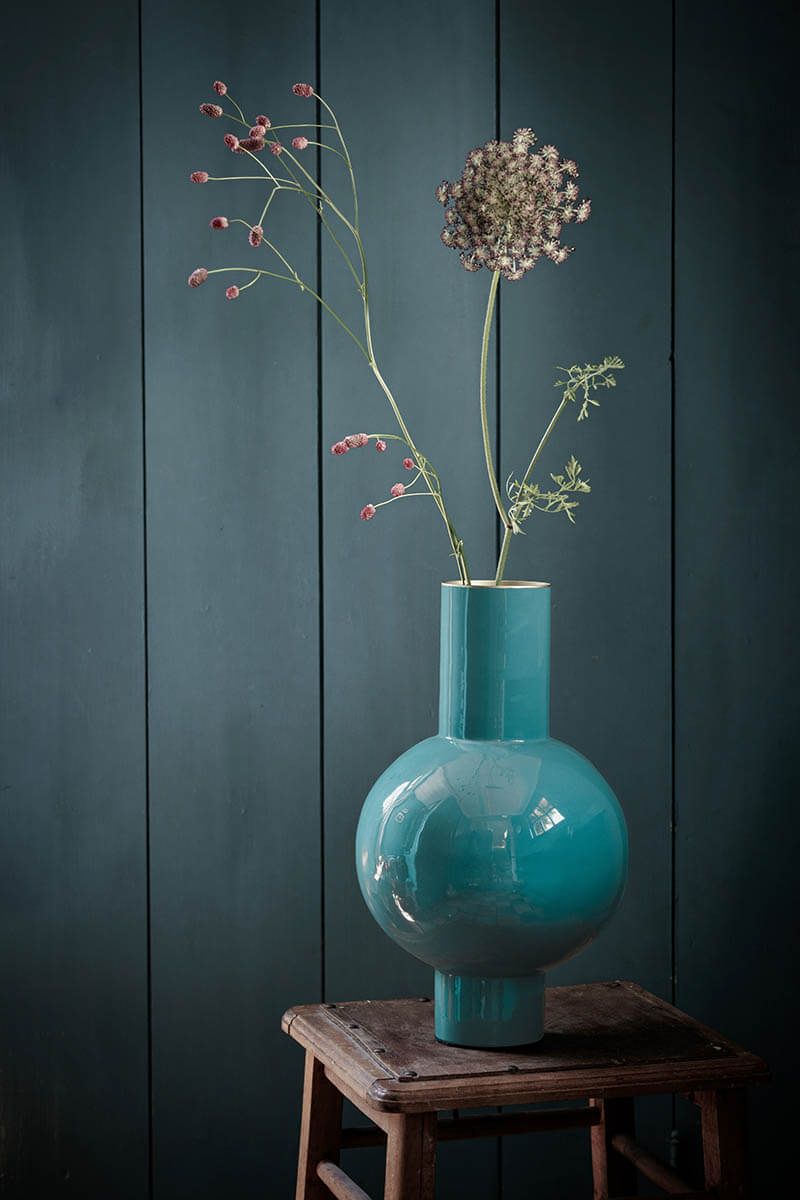 Metal Vase Dark Green 40cm