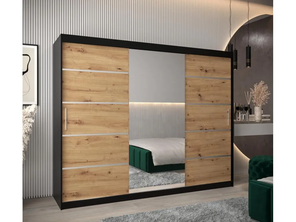 ARMARIO Decocasaes 2 DE PUERTAS CORREDERAS 200/250/62 3 puertas (negro/artisan) 56365dndh