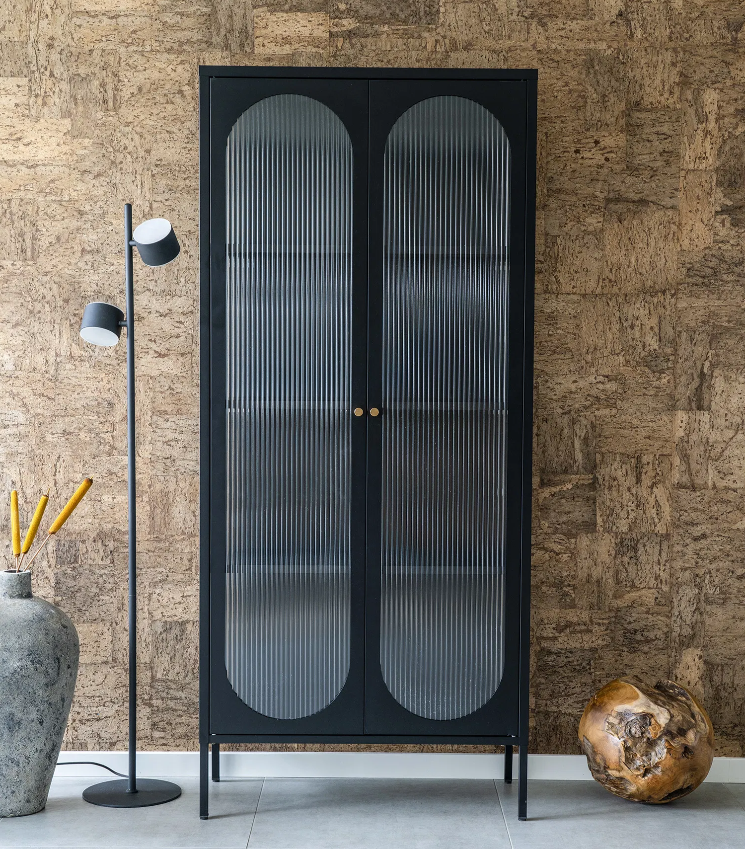 Rebellenclub Randers Vitrinekast - 180 x 80 cm - Zwart