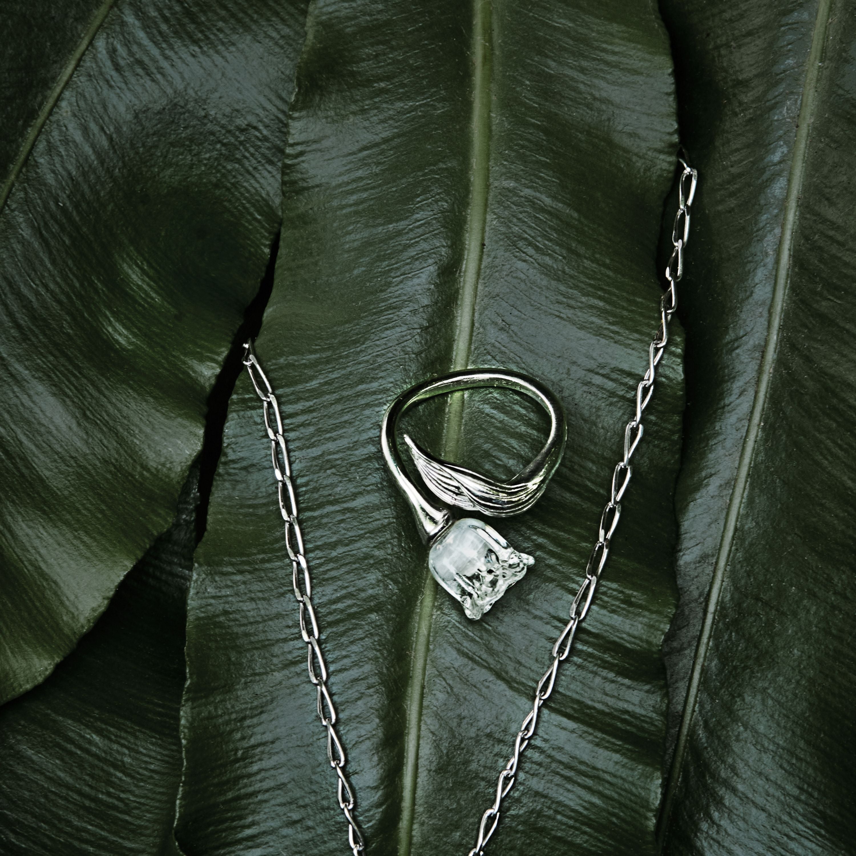 BAGUE MUGUET - CRISTAL INCOLORE, ARGENT