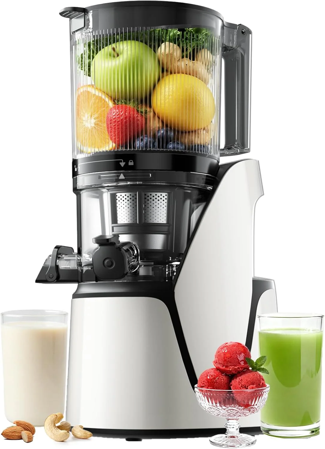 EanOruus Juicer Machines, 3 in 1 Cold Press Juicer with Extra Large Chute 100 oz Large Capacity